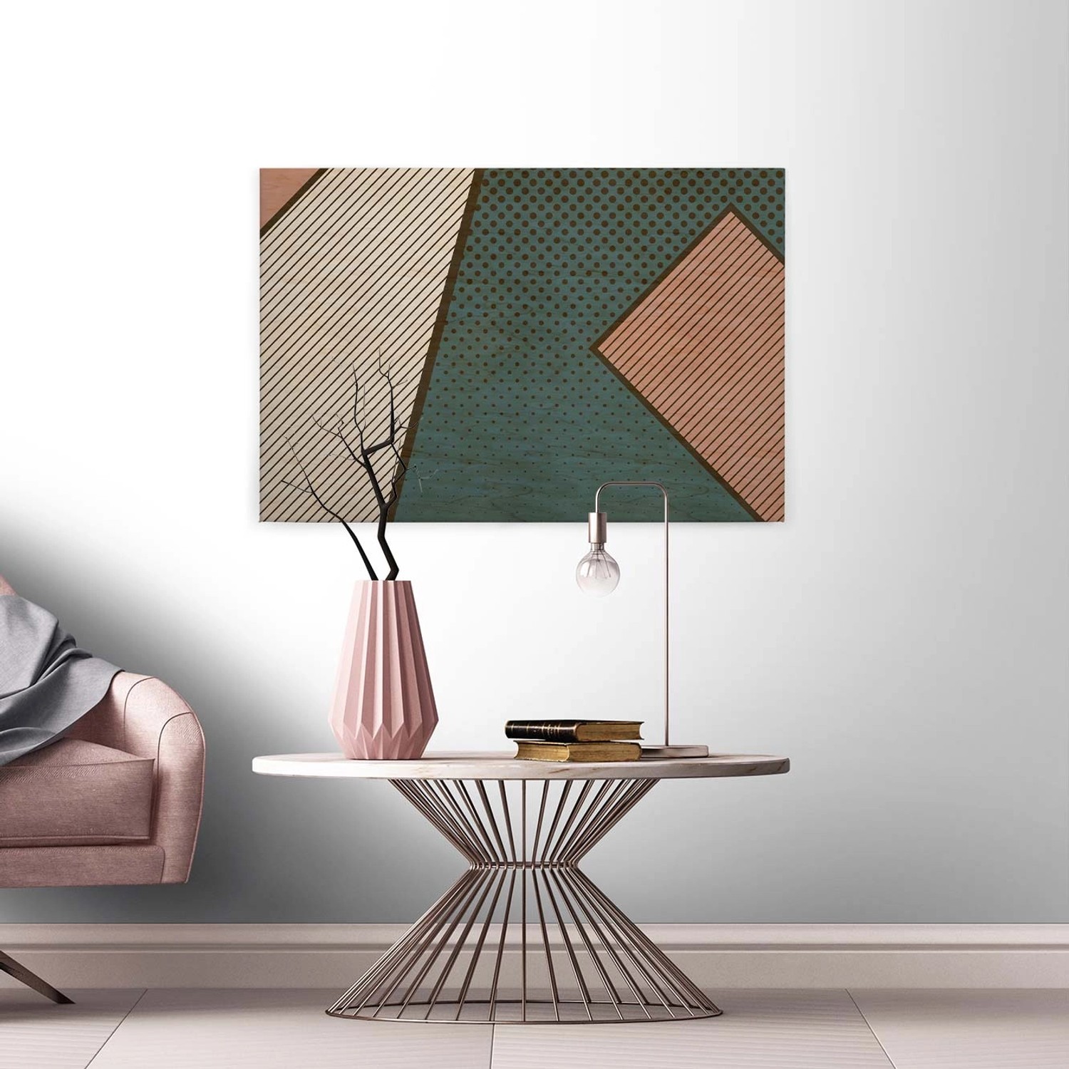 Bricoflor Geometrisches Bild Auf Leinwand Im Pop Art Stil Grafik Wandbild In Grün Und Beige Ideal Für Büro Und Wohnzimme