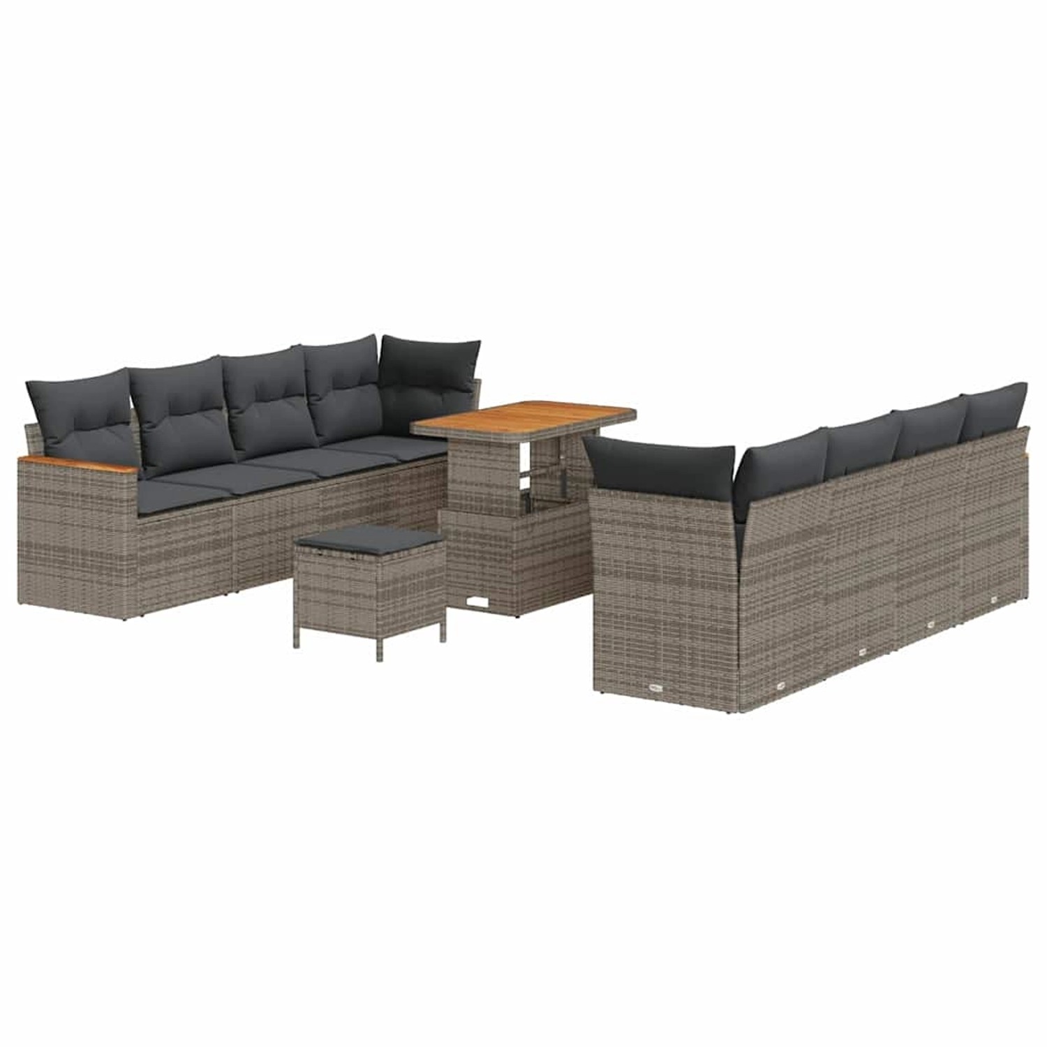 vidaXL Garten-Sofa-Set mit Kissen 11-Tlg Grau Poly Rattan 3363023 günstig online kaufen