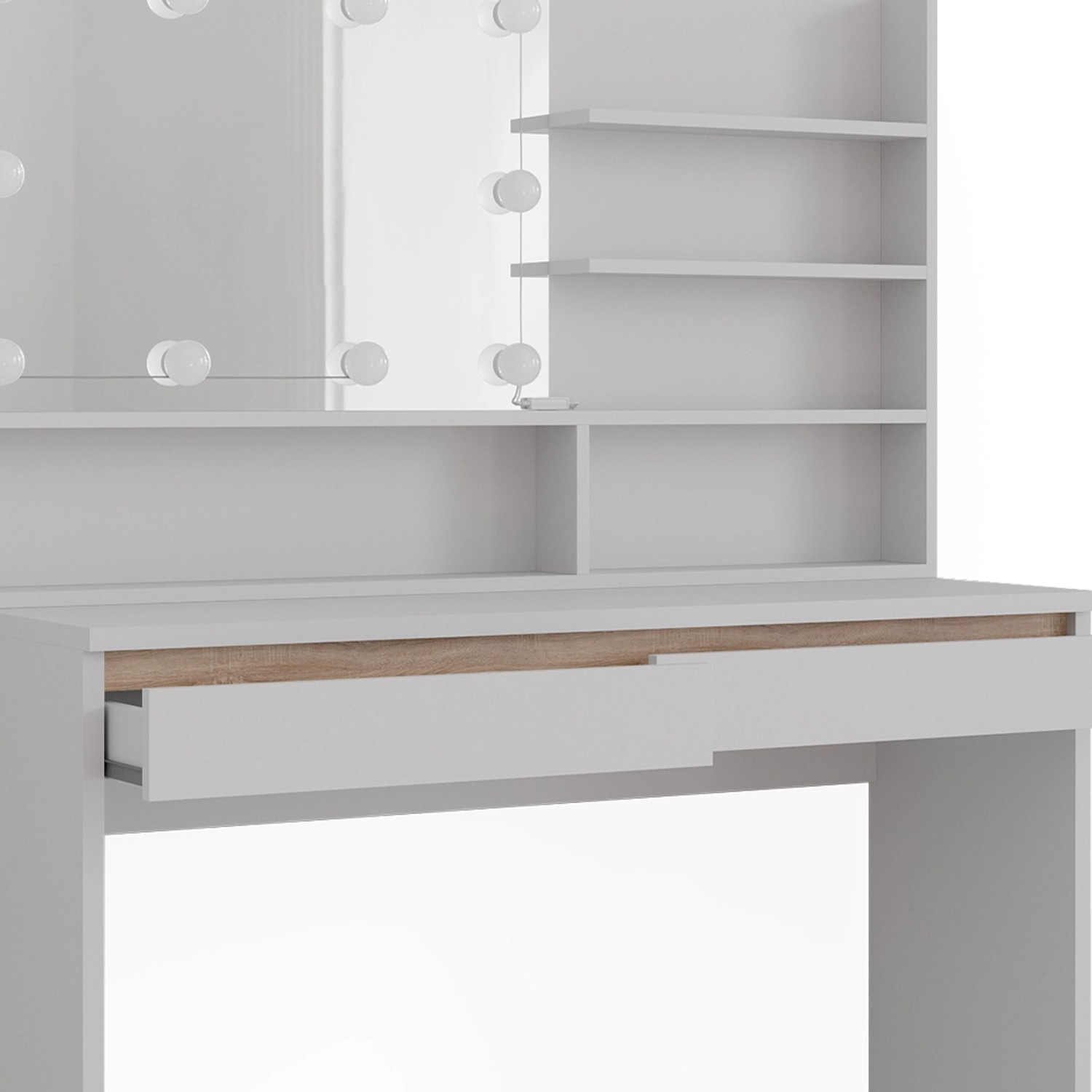 Vicco Schminktisch Emma Weiß 120 cm mit Spiegelregal und LED-Beleuchtung günstig online kaufen