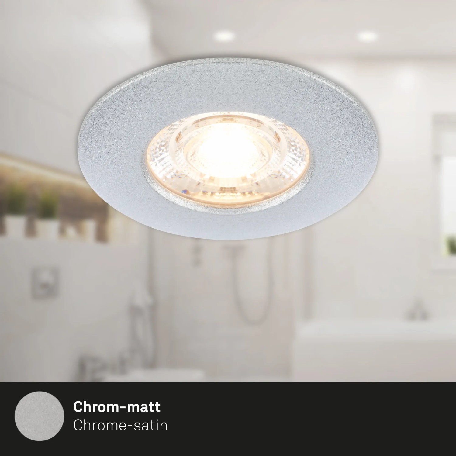 Briloner LED Einbaustrahler 3er Set, chrom-matt, warmweißes Licht für Bad und Feuchtraum.