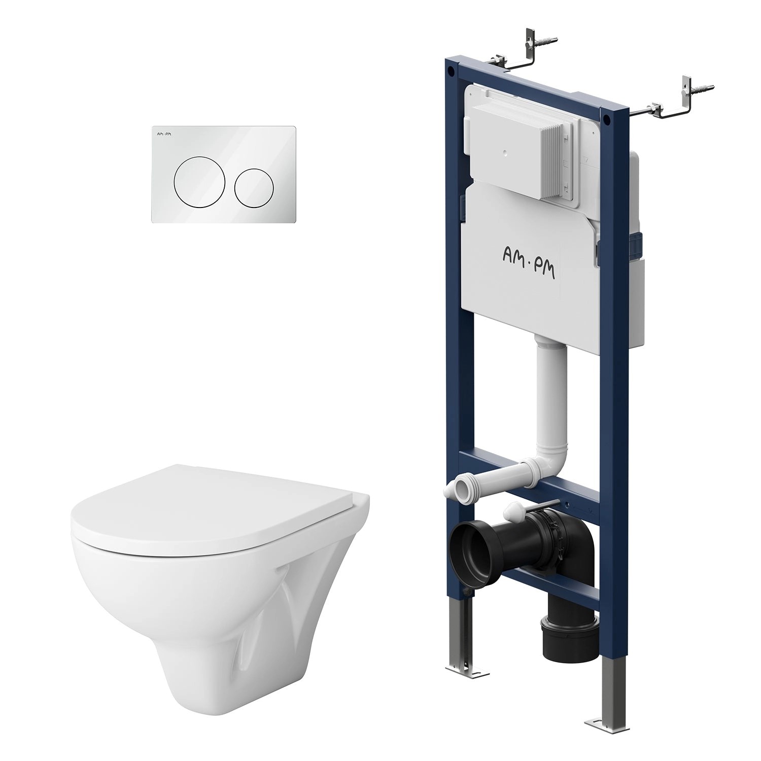 AM.PM WC Set: Wand-WC + Vorwandelement + Drückerplatte Toilette mit Spülkas günstig online kaufen