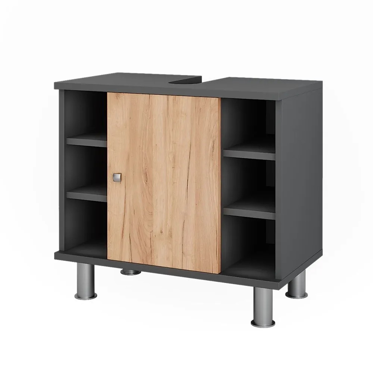 Vicco Waschbeckenunterschrank Fynn Goldkraft Eiche Anthrazit 60 x 54 mit 6 Ablage