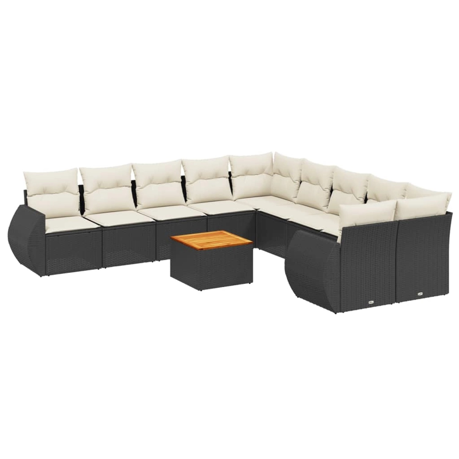 vidaXL 11-Tlg Garten-Sofagarnitur mit Kissen Schwarz Poly Rattan 3257526 günstig online kaufen