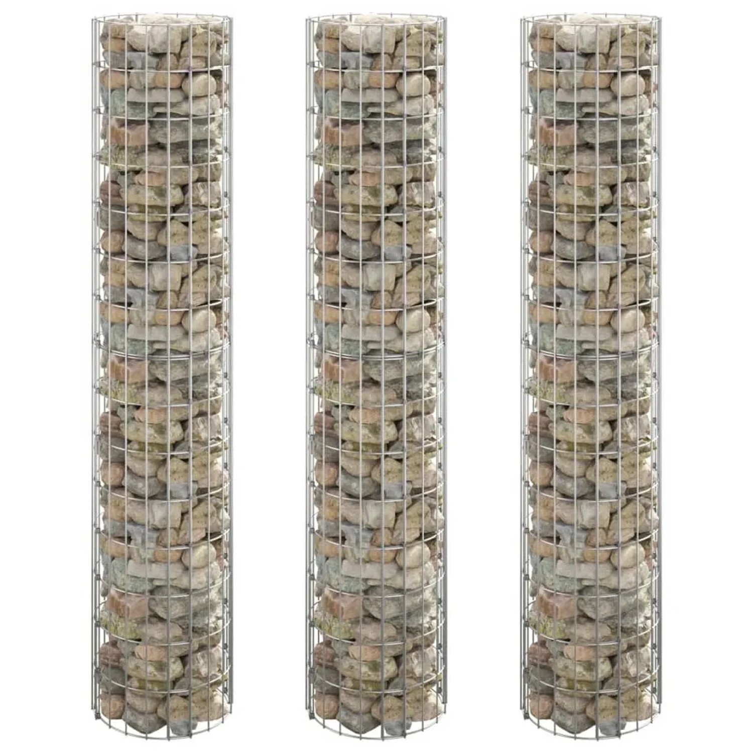 Furnicato Gabionen-hochbeete 3 Stk Rund Verzinkter Stahl Ø30x150 Cm