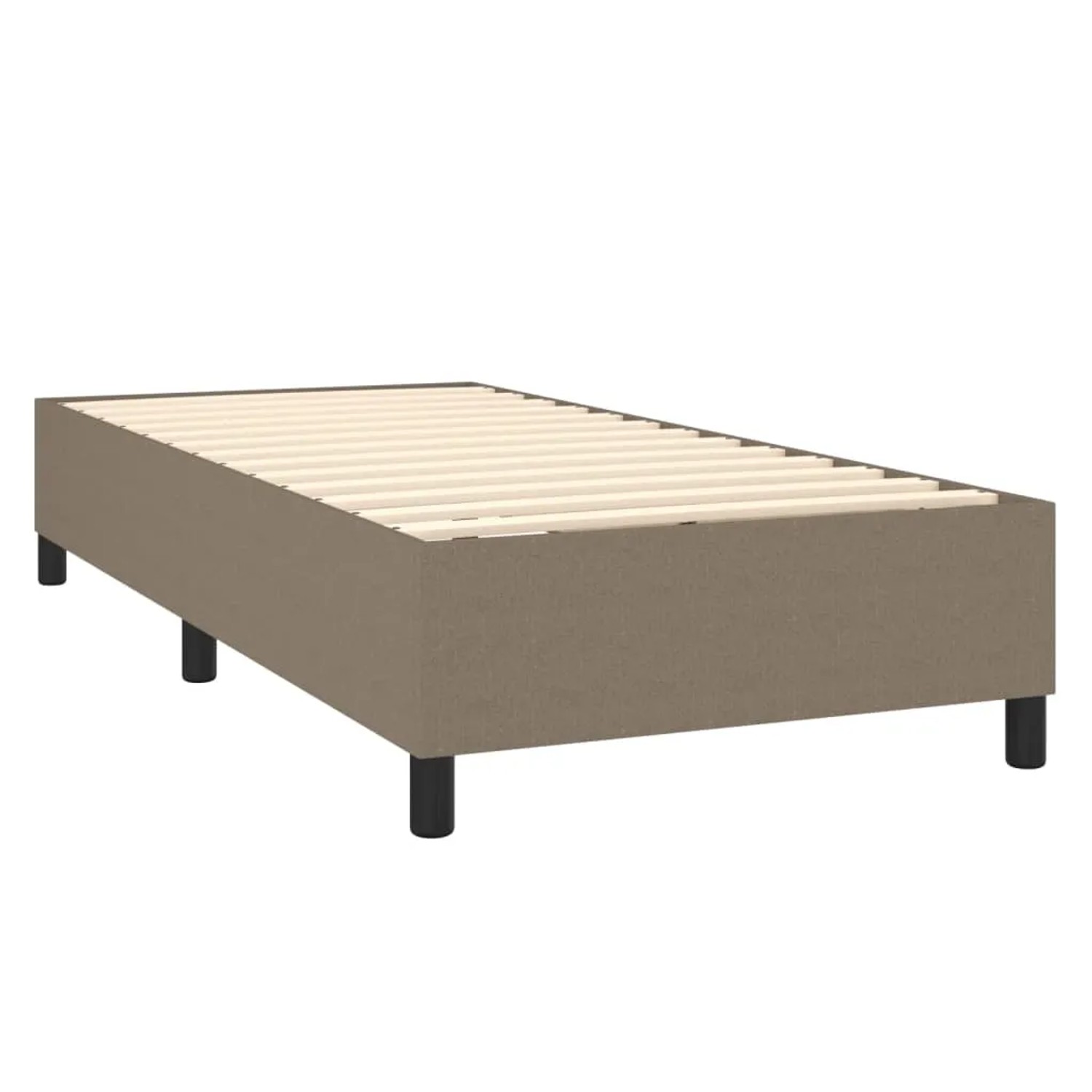 Boxspringbett vidaXL, taupefarben, 90x190 cm, Stoffbezug, ohne Kopfteil.