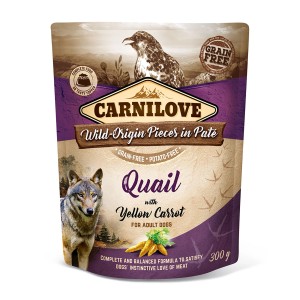 Carnilove Hunde-Nassfutter Wachtel mit gelben Karotten, getreidefrei, 300g.