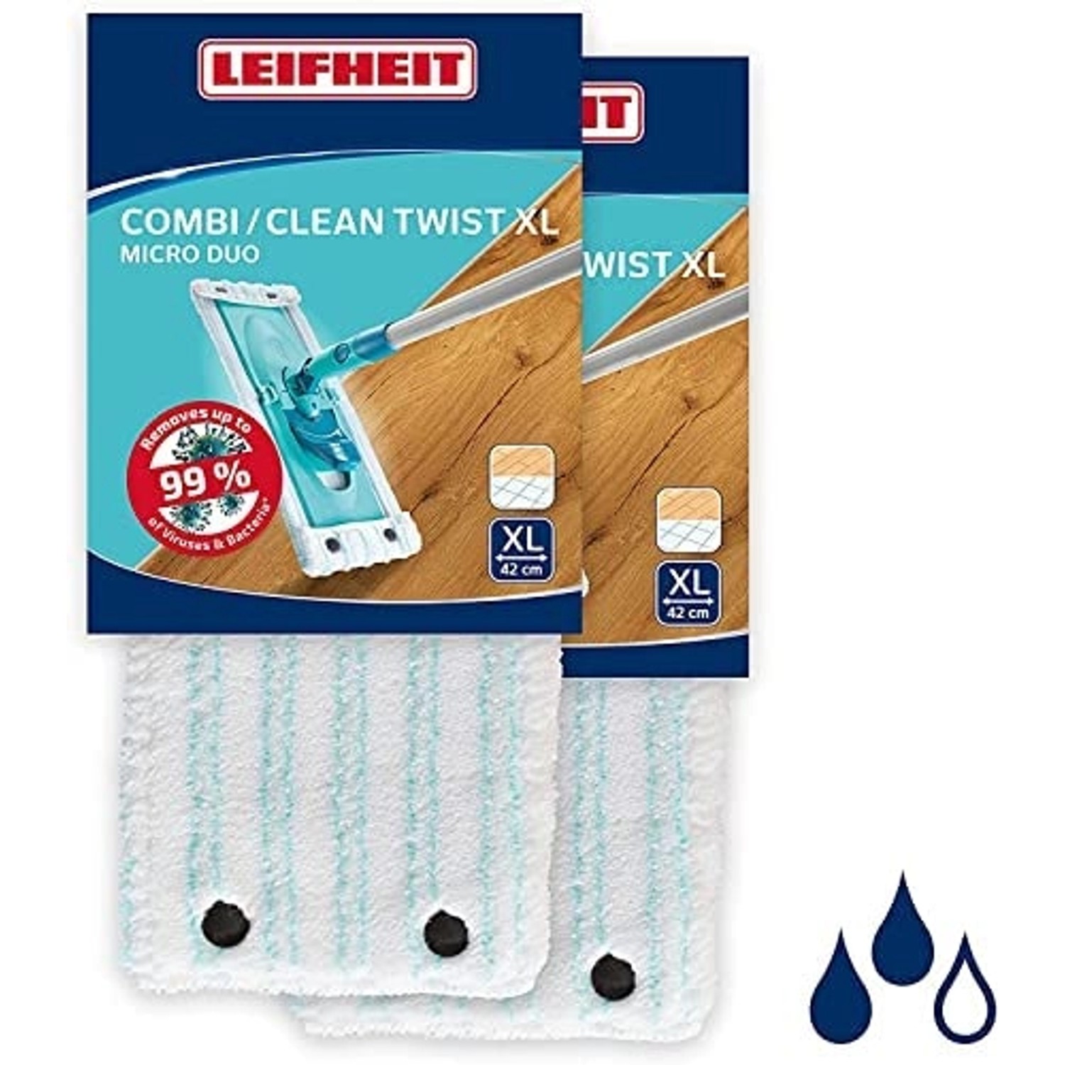 Thumbnail - Leifheit 2er Set Wischbezug Combi/CLEAN TWIST XL 42cm Bezug Glatte Böden