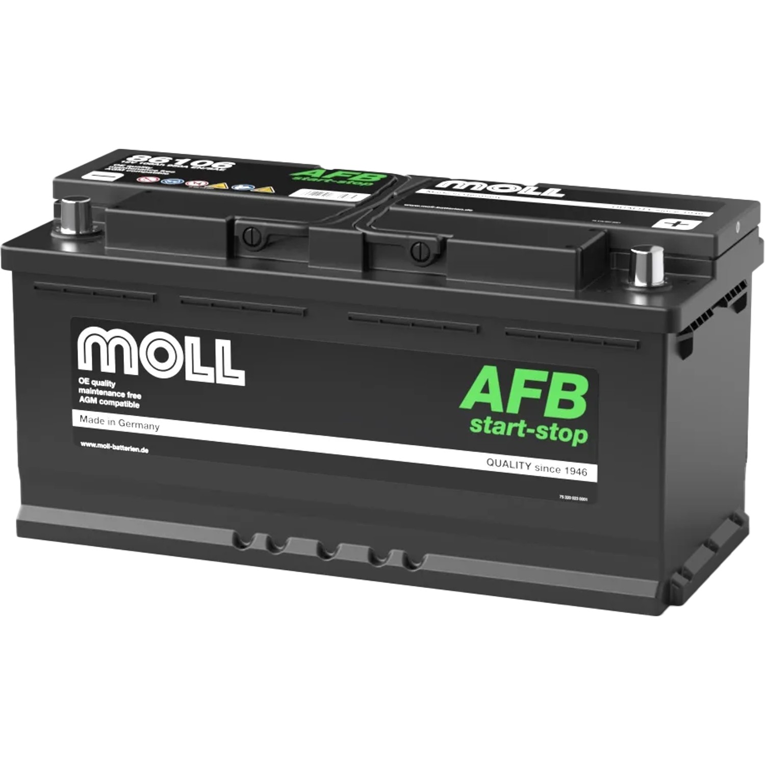 MOLL Batterien 86106 12V 106Ah 950A AFB Ersetzt AGM Start-Stop Starterbatterie Made in Germany