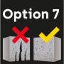 Option 7: Ankerstange für ungerissenen Beton. Intakter Betonblock mit Haken, gerissener Block mit X.