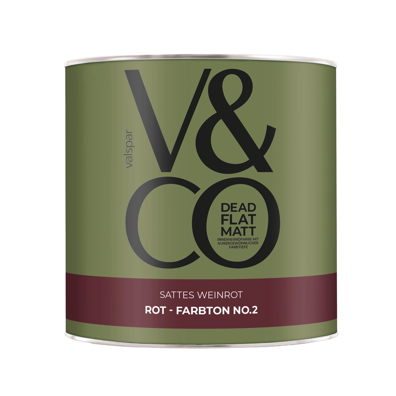 V&CO Premium-Innenfarbe Dead Flat Matt Rot Farbton 2 Sattes Weinrot 2,5,