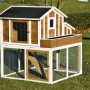 XL Hühnerstall mit Freigehege und Blumenkasten, aus Holz, für Hühner oder Kleintiere.