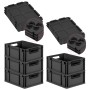 PROREGAL SparSet: 5 schwarze Euroboxen mit Deckel, 16 Liter, offene Griffe. Aufbewahrungsboxen für Lager & Transport.