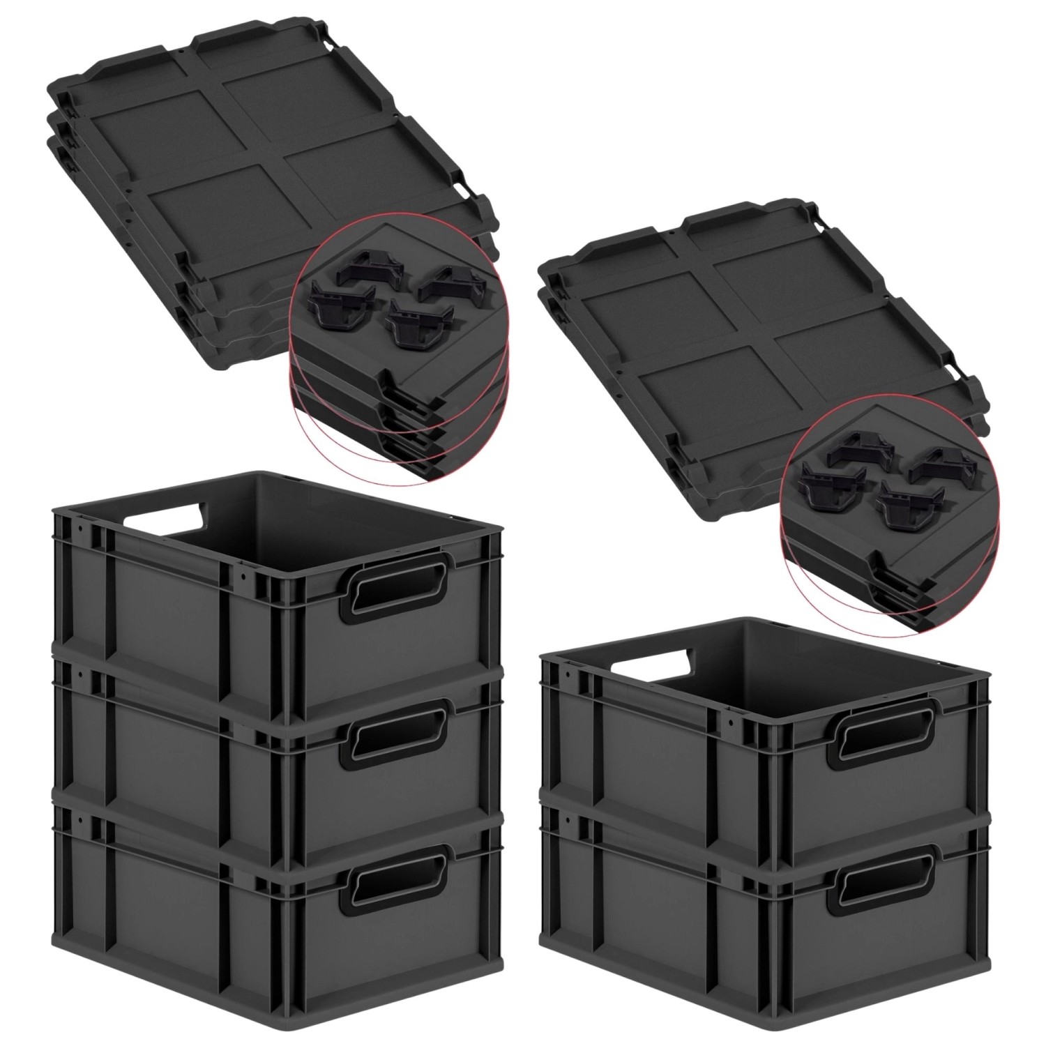 PROREGAL SparSet 5x Eurobox Nextgen Color Mit Auflagedeckel HxBxT 17x30x40c günstig online kaufen