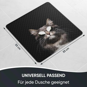 Sanilo Badematte Cool Cat, quadratisch, 53x53 cm, mit Katzenmotiv und Sonnenbrille.