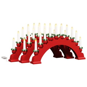 Roter vidaXL Weihnachtskerzenbogen mit 10 LED-Kerzen, 3er-Set, aus Kiefernholz.