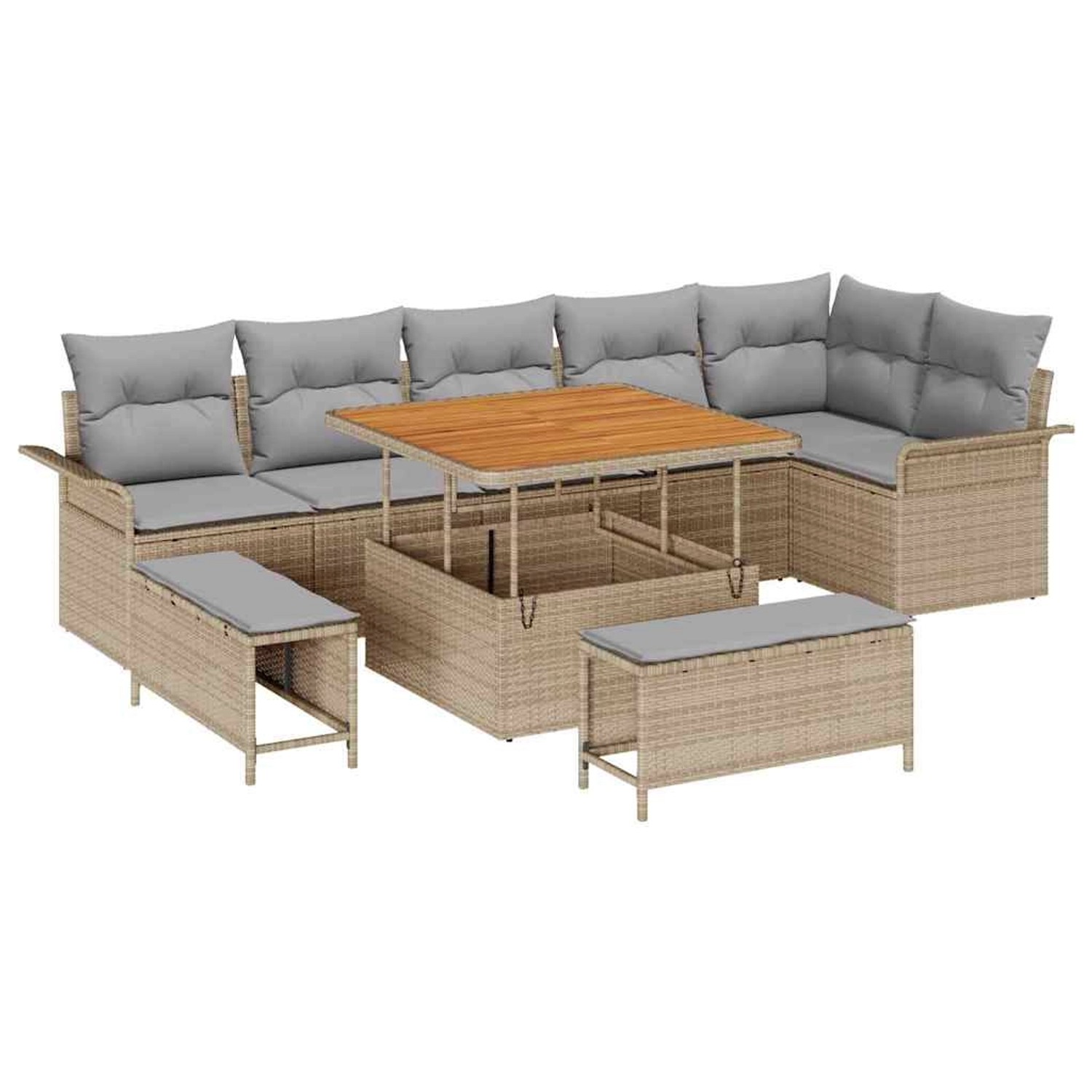 vidaXL Garten-Sofa-Set 9-Tlg Beige Poly Rattan 3362147 günstig online kaufen
