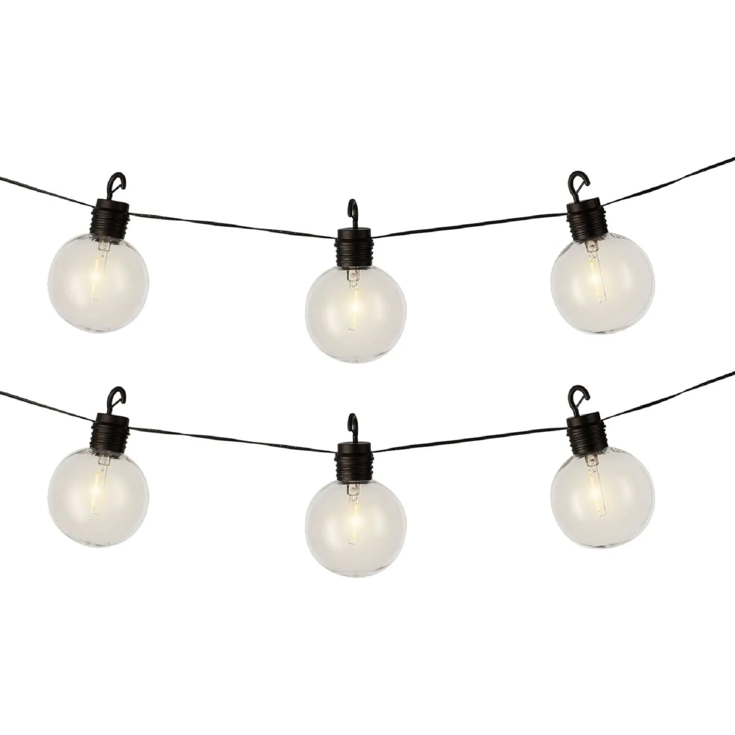 Kaemingk Lumineo Solar Party Beleuchtung Kunststoff Dauerbetrieb D8cm H5,8m Schwarz Warmes Weiss