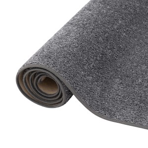 Gerollter, grauer Snapstyle Hochflor Teppichläufer Cottage 80x160cm. Weicher Langflor Teppich.