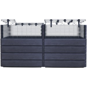 Garantia Hochbeet-System Ergo Quadro, 80x160x80 cm, Wood-Optik mit Frühbeetabdeckung und Bewässerungssystem.