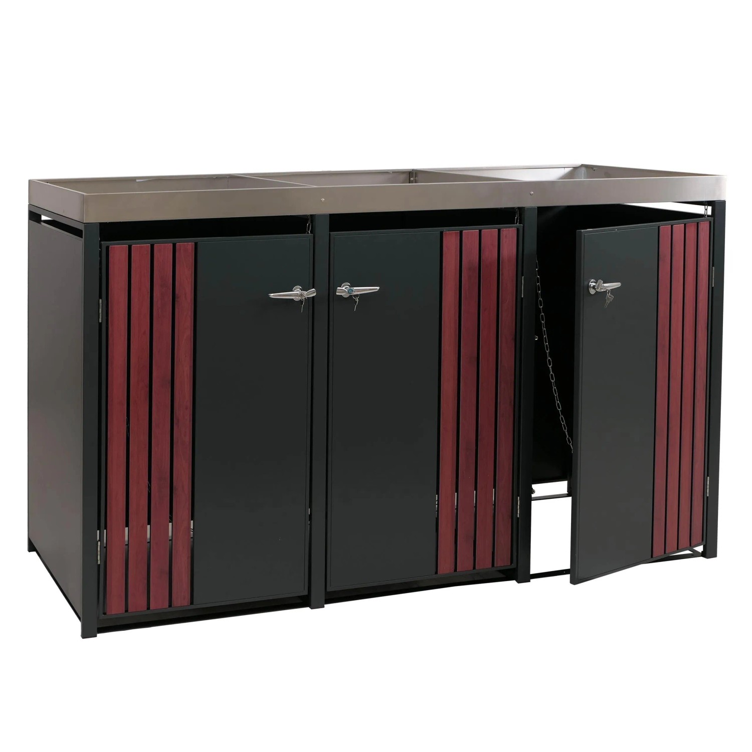 Proregal 3er-Mülltonnenverkleidung Mit Pflanzkasten HxBxT 125x196x84 cm Ant günstig online kaufen