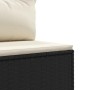 Detailaufnahme: Schwarzes vidaXL Garten-Lounge-Set aus Rattan mit cremefarbenen Kissen.