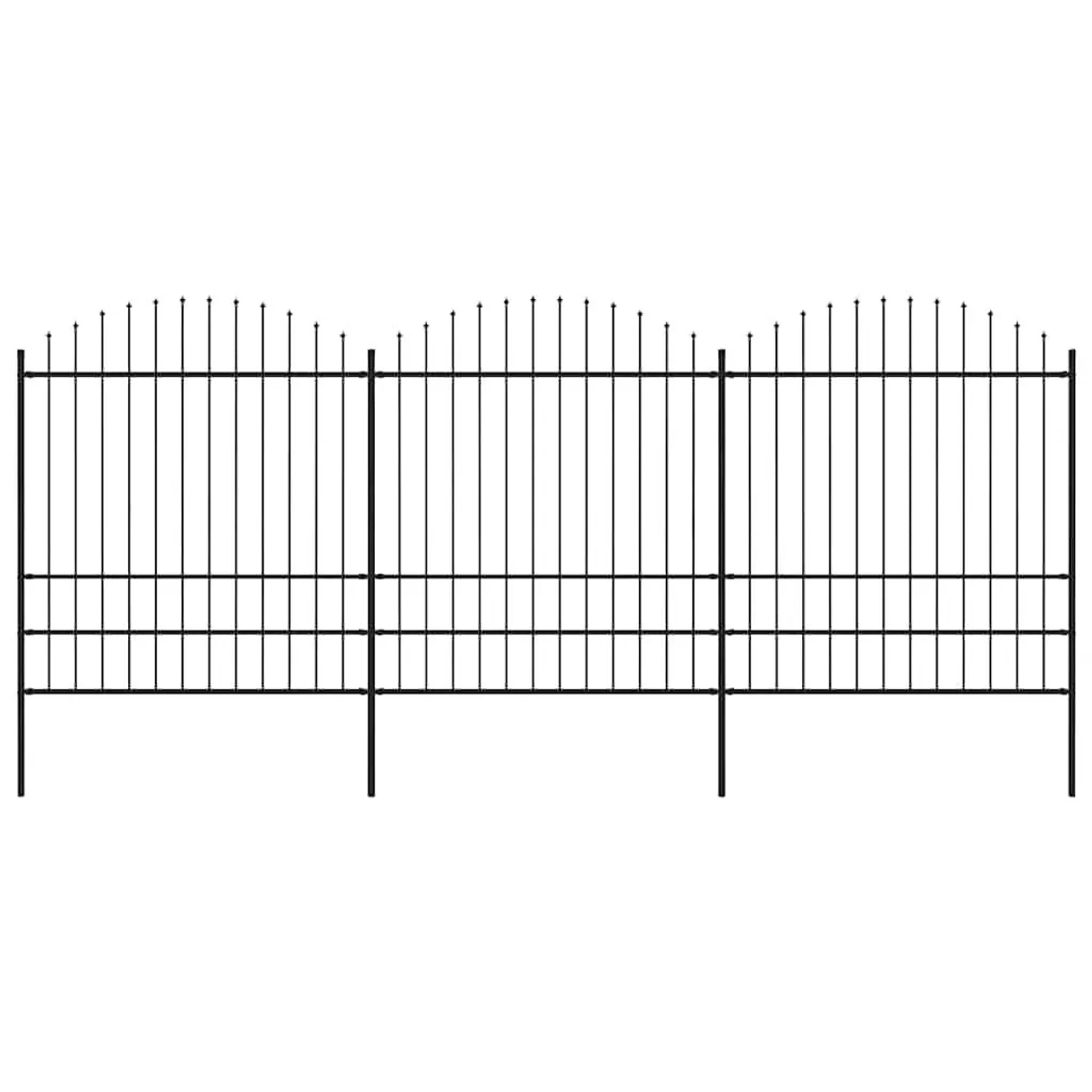 vidaXL Gartenzaun mit Speerspitze Stahl 537 x 200 cm Schwarz 277750 günstig online kaufen