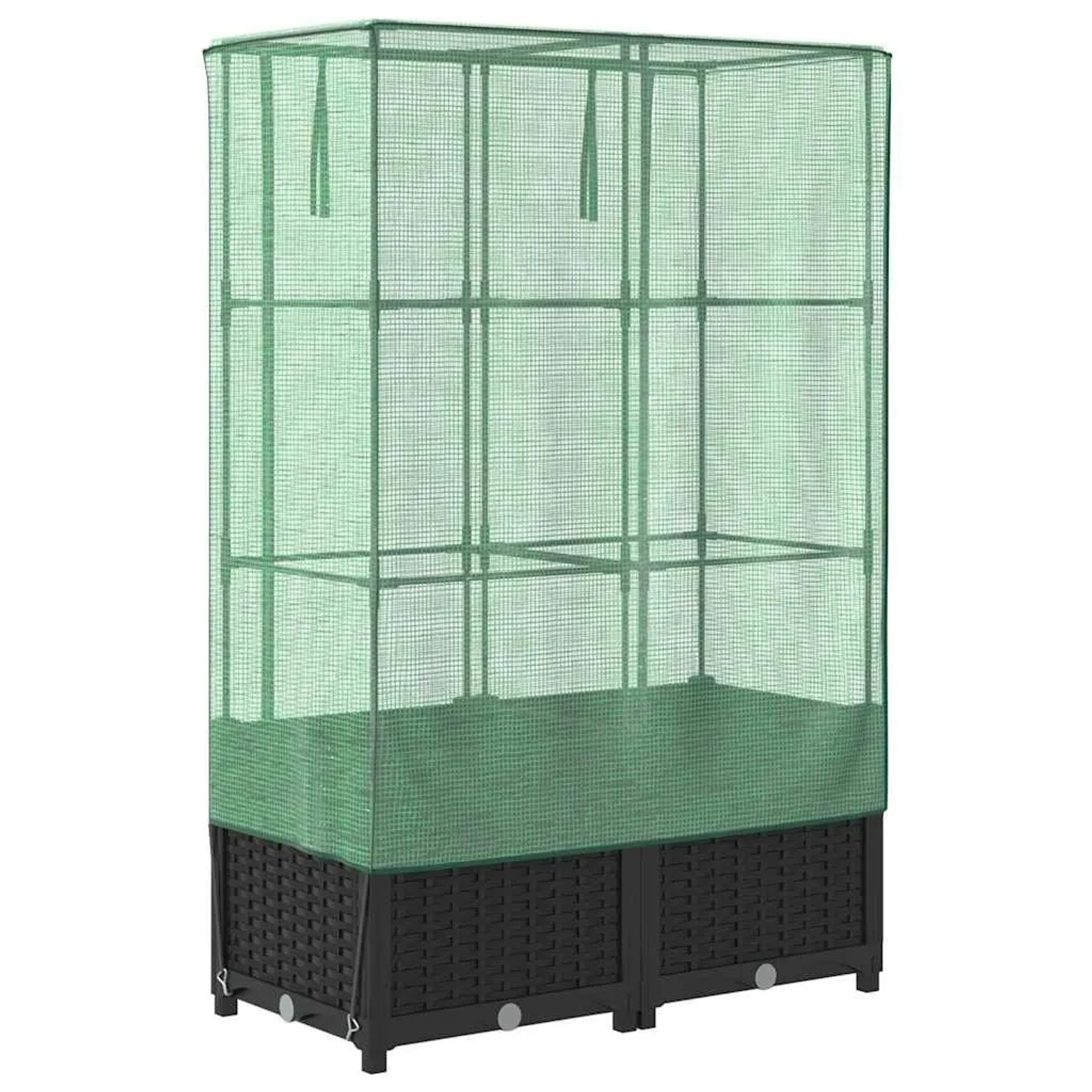 vidaXL Hochbeet mit Gewächshaus-Aufsatz in Rattan-Optik, 80x40x138 cm.