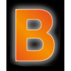 Reflektierender, orangefarbener Klebebuchstabe "B" von Conacord, 8 cm hoch.