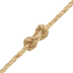 Naturfarbenes Sisalseil mit einem festen Knoten, 10 mm Durchmesser, für vielseitige Anwendungen.