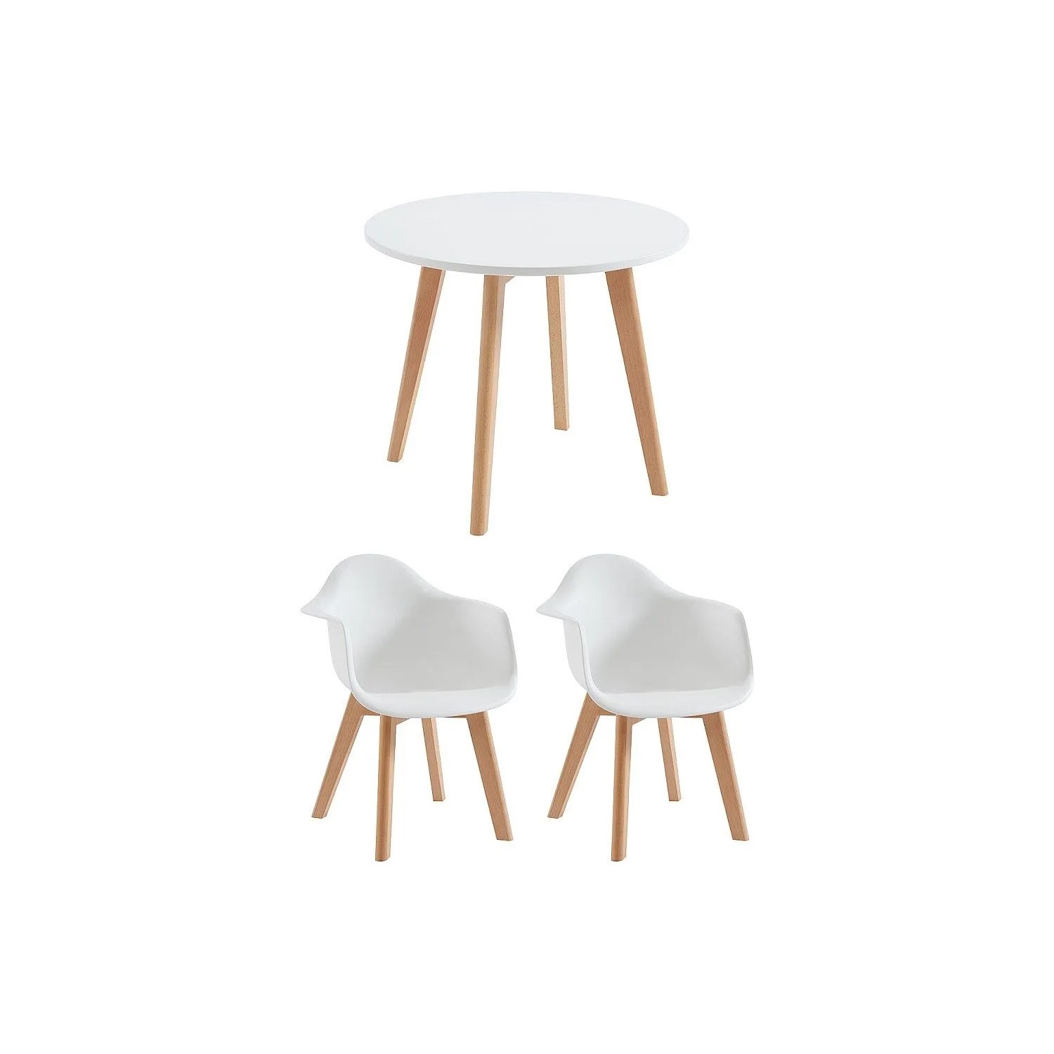 Vente-unique Essgruppe Louloune Naturfarben Hell  Weiß 60 cm