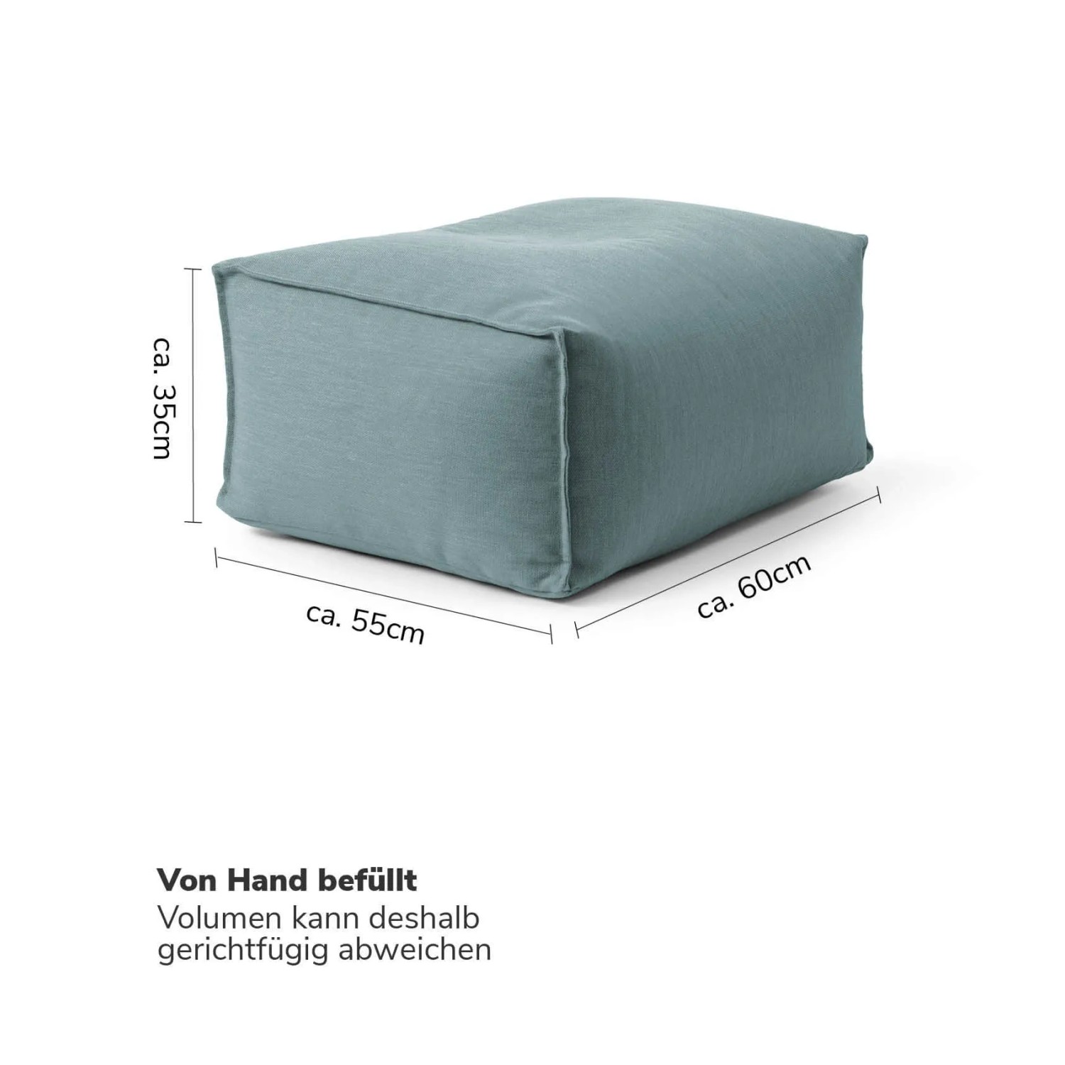 Mokebo Outdoor Pouf in Himmelblau, eckiger Sitzhocker für Balkon und Garten.