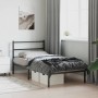 Schwarzes Metall Bettgestell 107x203 cm mit Kopfteil und Stauraum unter dem Bett.