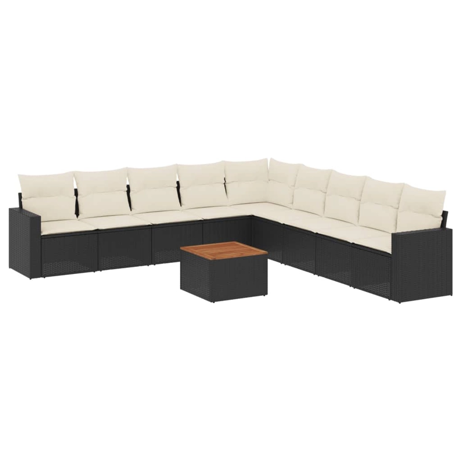 vidaXL 10-tlg Garten-Sofagarnitur mit Kissen Schwarz Poly Rattan Modell 36