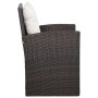 Brauner Rattan Sessel mit cremefarbenem Kissen, Teil des vidaXL Garten-Lounge-Sets.