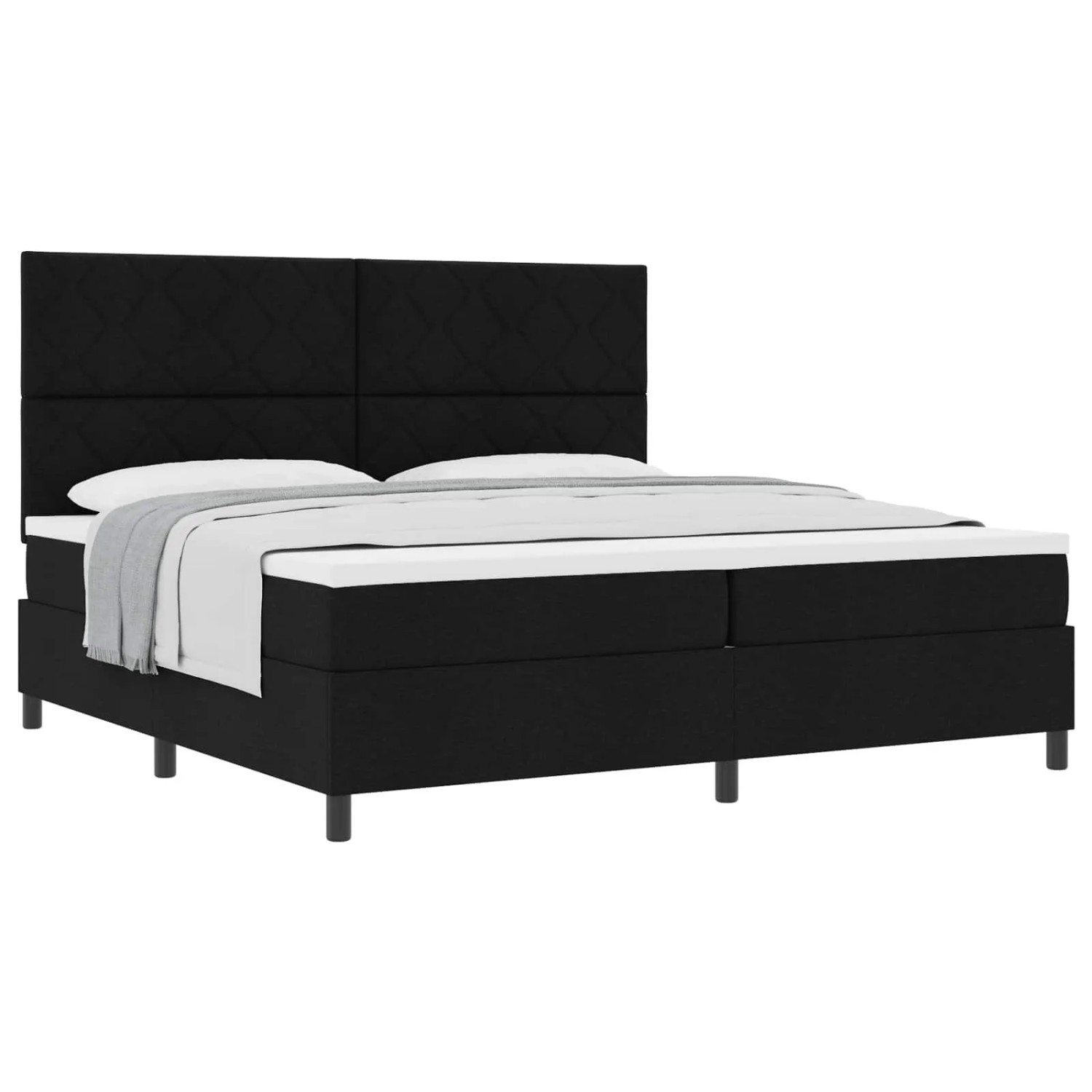 vidaXL Boxspringbett mit Matratze Schwarz 200 x 200 cm Stoff 3339492