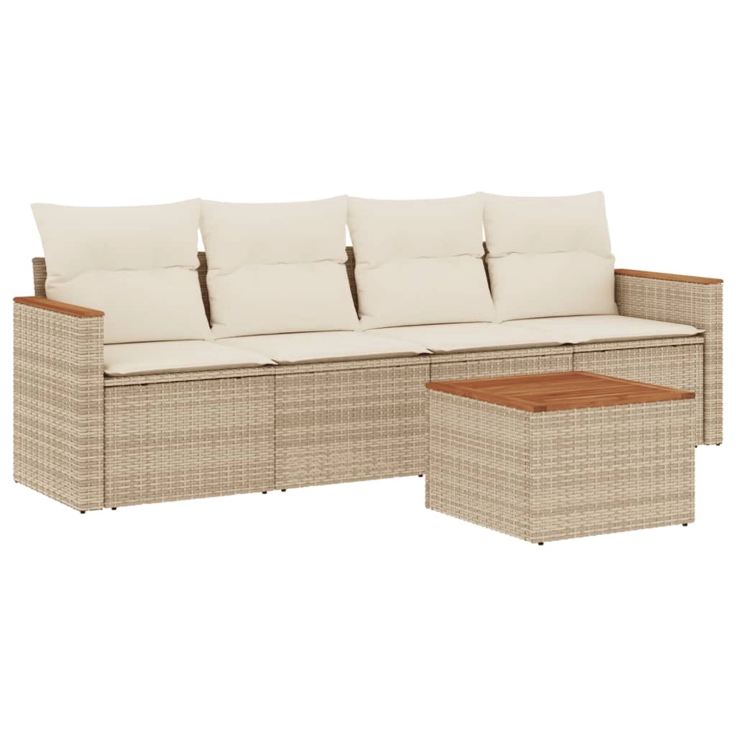 vidaXL 5-Tlg Garten-Sofagarnitur mit Kissen Beige Poly Rattan 3225778 günstig online kaufen