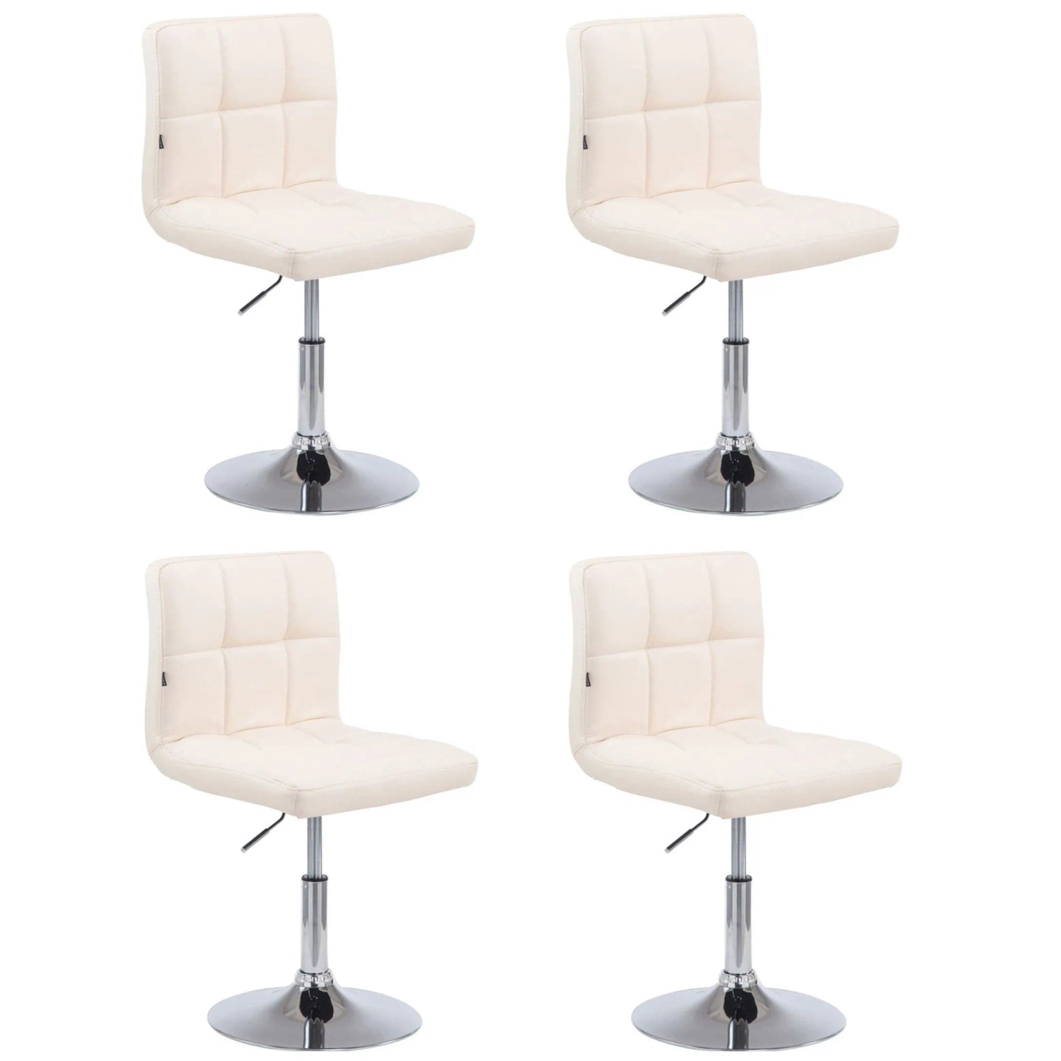 DELUKE 4er Set Barhocker BANGKO Kunstleder Creme 44x49x74cm Barstuhl Höhenverstellbar Mit Lehne Drehbar Tresenhocker Tresenstuhl