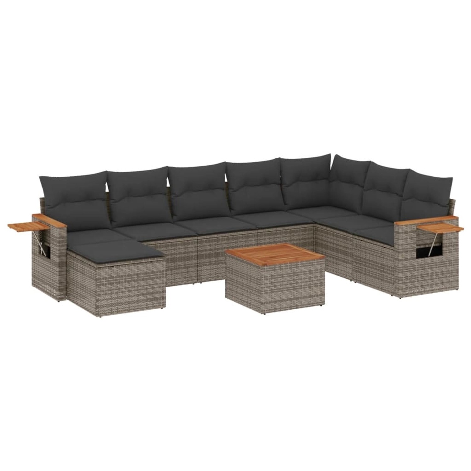 vidaXL 9-Tlg Garten-Sofagarnitur mit Kissen Grau Poly Rattan 3227096 günstig online kaufen