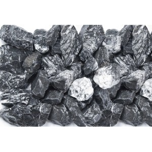 Schwarz-weißer Marmorbruch (25-50 mm) als Zierkies, 1000 kg Big-Bag für Garten- und Landschaftsbau.
