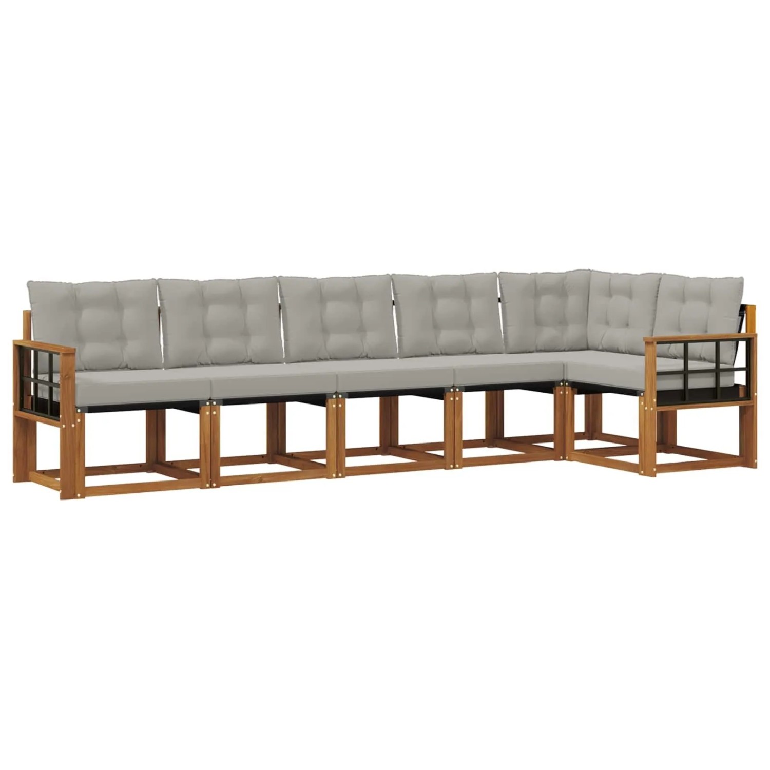 vidaXL Outdoor-Sofagarnitur mit Kissen 6-Tlg Natur und Hellgrau 3368718