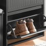 Schwarzer SoBuy Schuhkipper FSR165-K-SCH mit zwei Klappen und Schuhen im offenen Fach.