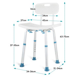 KARAT Duschhocker Jonah Höhenverstellbar mit Rückenlehne Rutschfest bis 136 kg