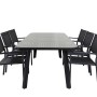 Schwarzes ebuy24 Paola Gartenset mit Tisch (100x200cm) und 6 Copacabana Stühlen.