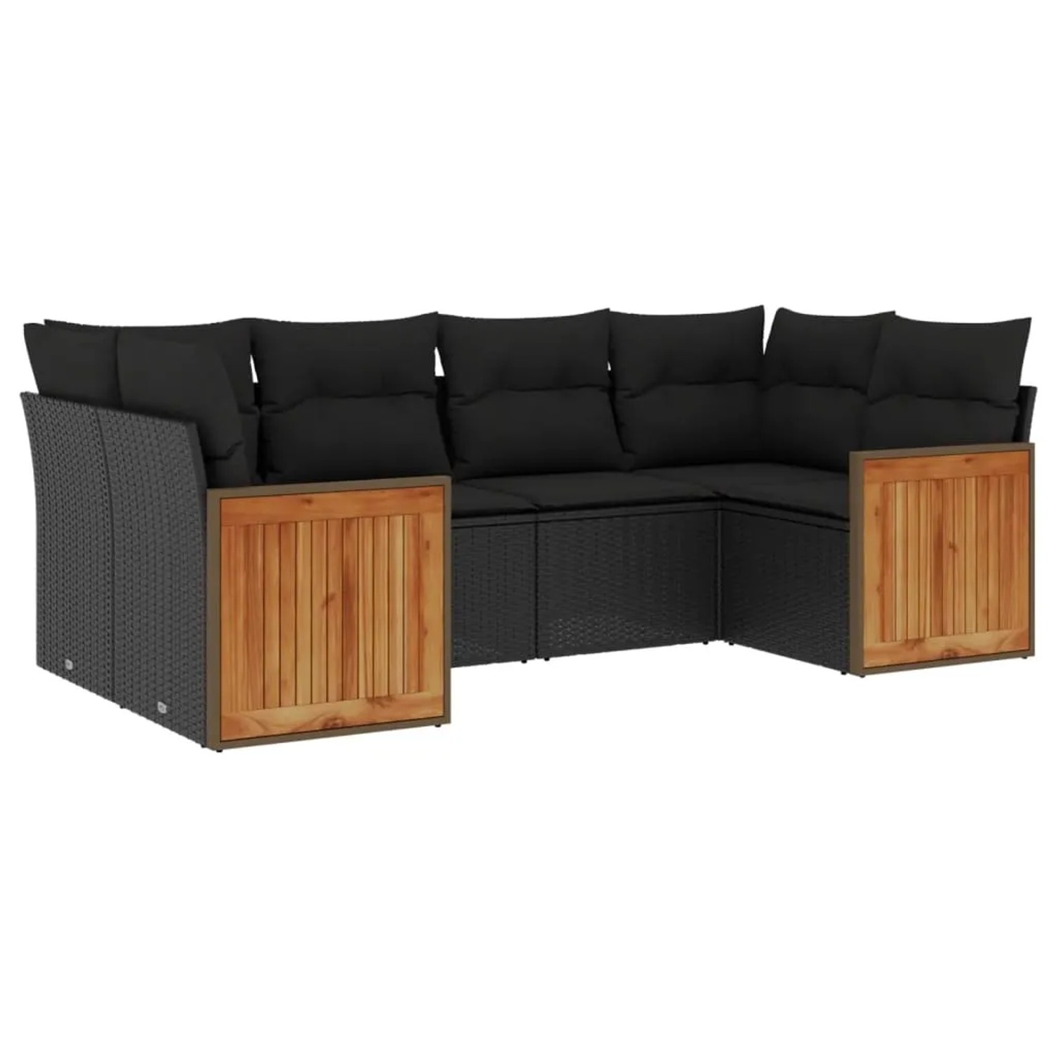 vidaXL 6-Tlg Garten-Sofagarnitur mit Kissen Schwarz Poly Rattan 3260340