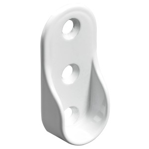 Weißes Hettich Rohrlager 15/30 mm für ovale Schrankrohre zur Möbelausstattung.