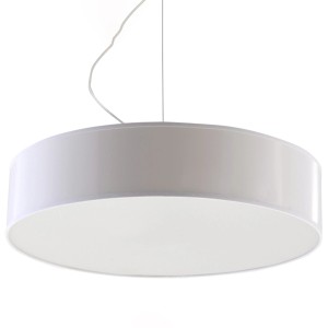 Weiße Sollux Lighting Hängeleuchte Arena 45, runde Form für Wohnzimmer & Esszimmer.