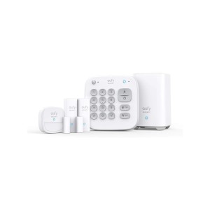 Eufy Alarm-Set, 5-teilig: HomeBase, Tastenfeld, Bewegungssensor, 2 Eingangssensoren für Tür/Fenster.