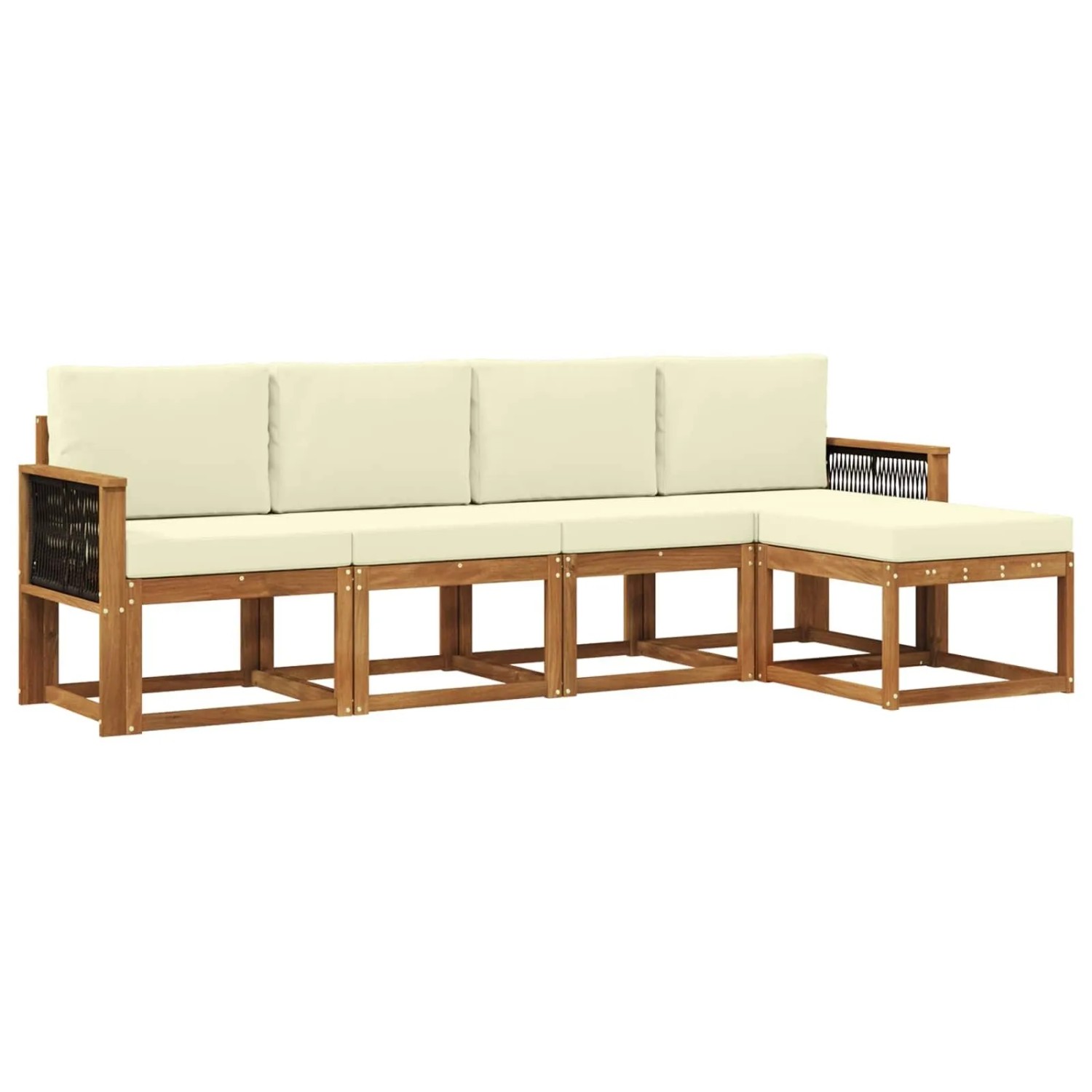 vidaXL Outdoor-Sofagarnitur 5 Stk Natur und Creme Polyester 3385131