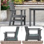 Costway Gartenstuhl Kunststoff Hdpe Holzoptik Wetterfest Grau_4