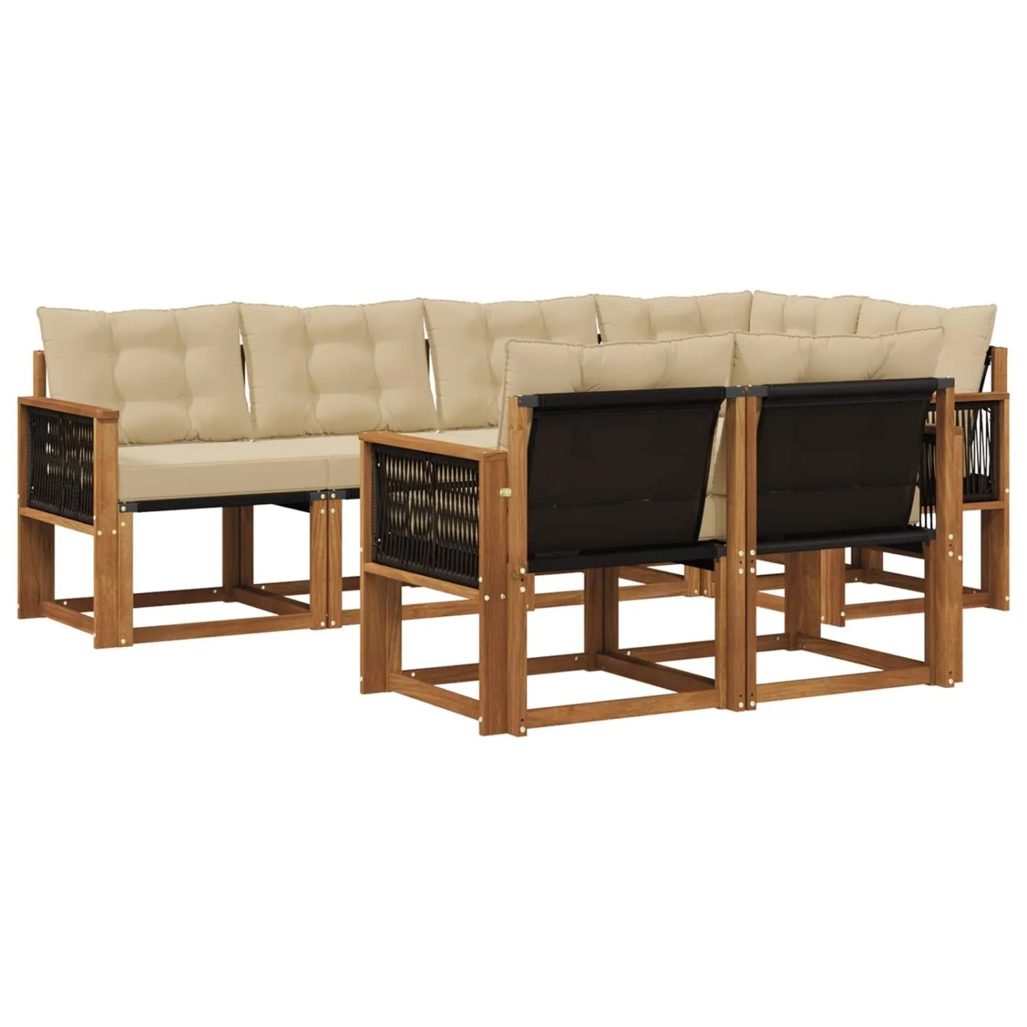 vidaXL Outdoor-Sofagarnitur mit Kissen 7 Stk Natur und Beige 3382017
